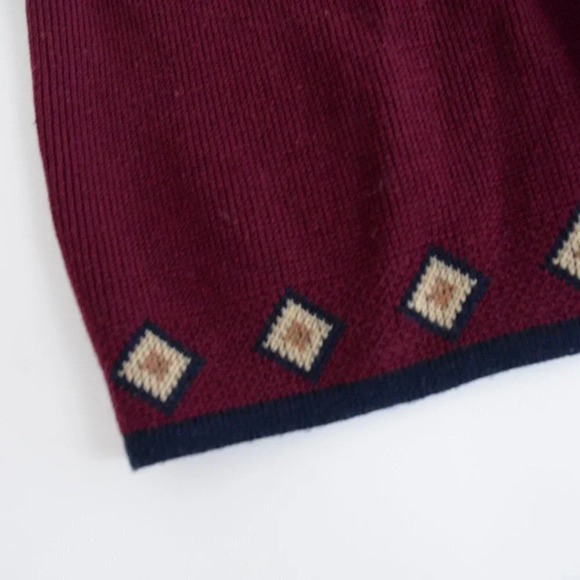 Vintage TanJay Maroon Button Up Cardigan Knit  Sweater Size Large - Picture 8 of 12